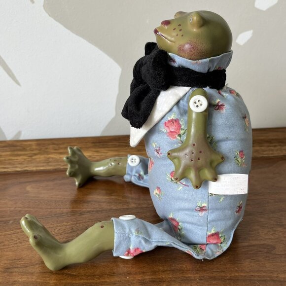 Vintage Department 56 Shelf Sitter Frog Doll by Marylisa Chesnutt Fabric Ceramic - Picture 4 of 14
